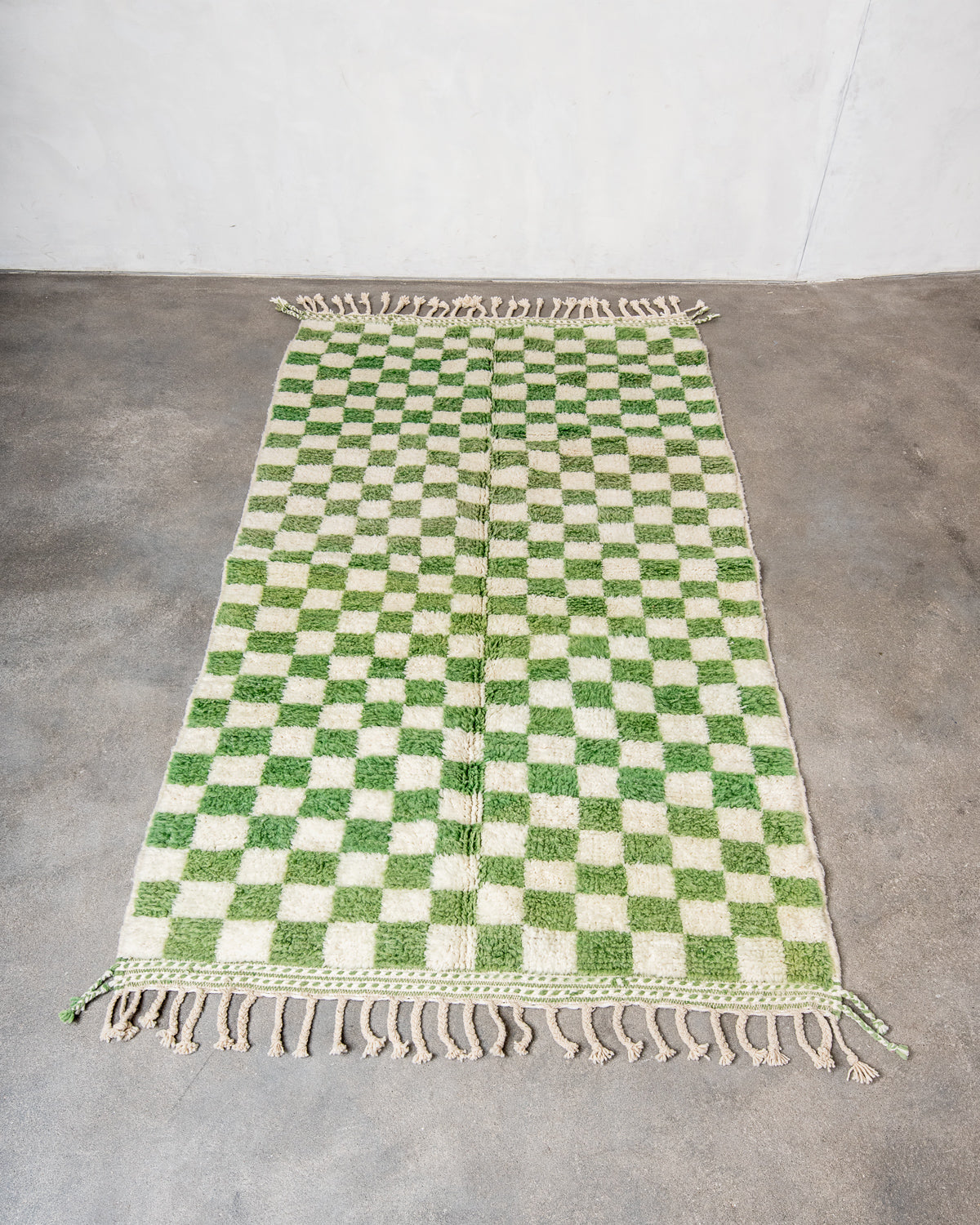 Modern, designer, handcrafted Berber rug from Morocco. Beniourain carpet with beautiful colours and patterns and fluffy wool texture.